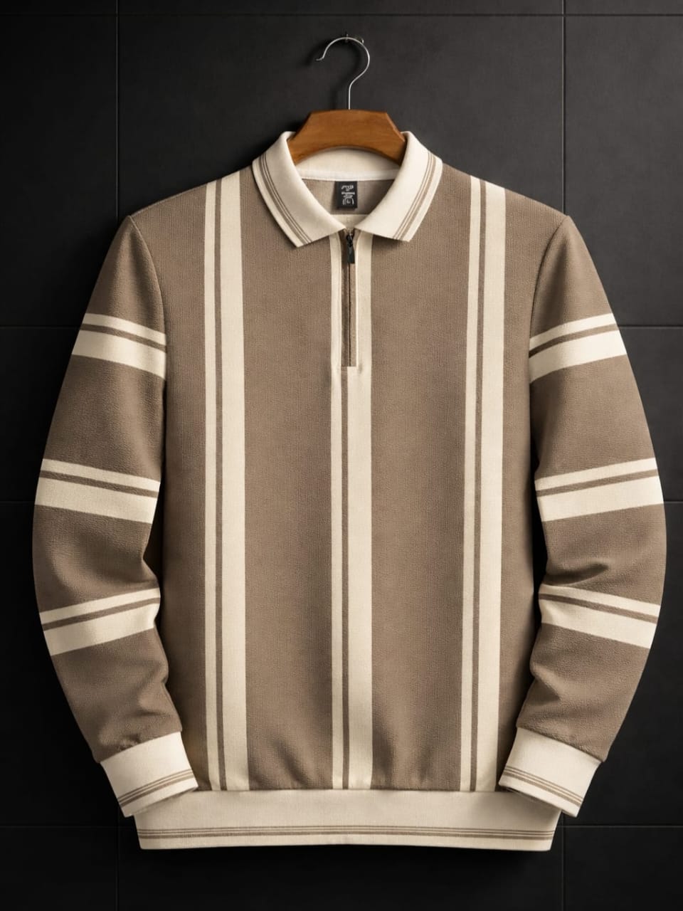 Men’s Premium Striped Half-Zip | Soft Cotri Fabric