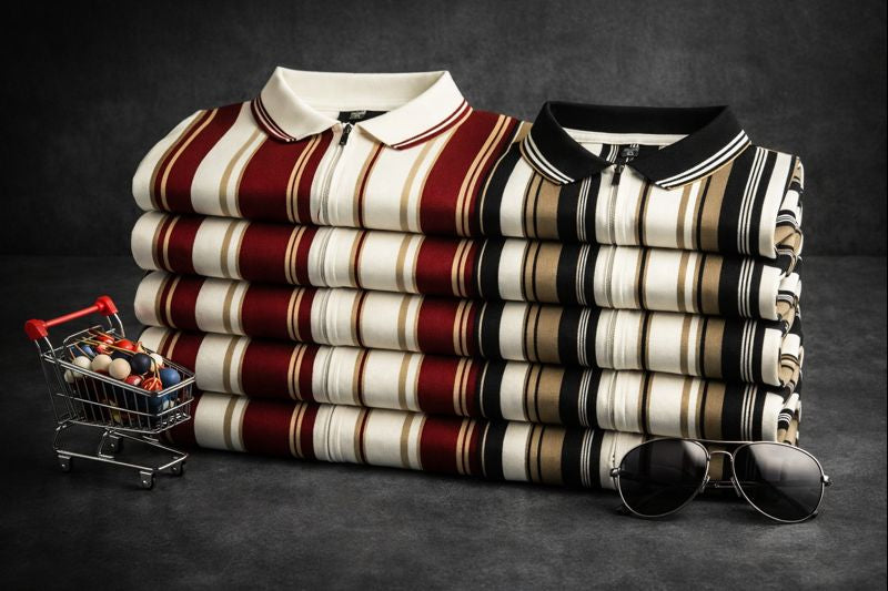 Old Money Striped Quarter Zip Shirt – Premium China Fabric | Premium Luxury Wear