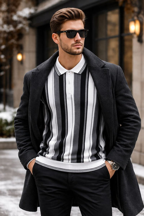 Old Money Striped Quarter Zip Shirt – Premium China Fabric | Premium Luxury Wear