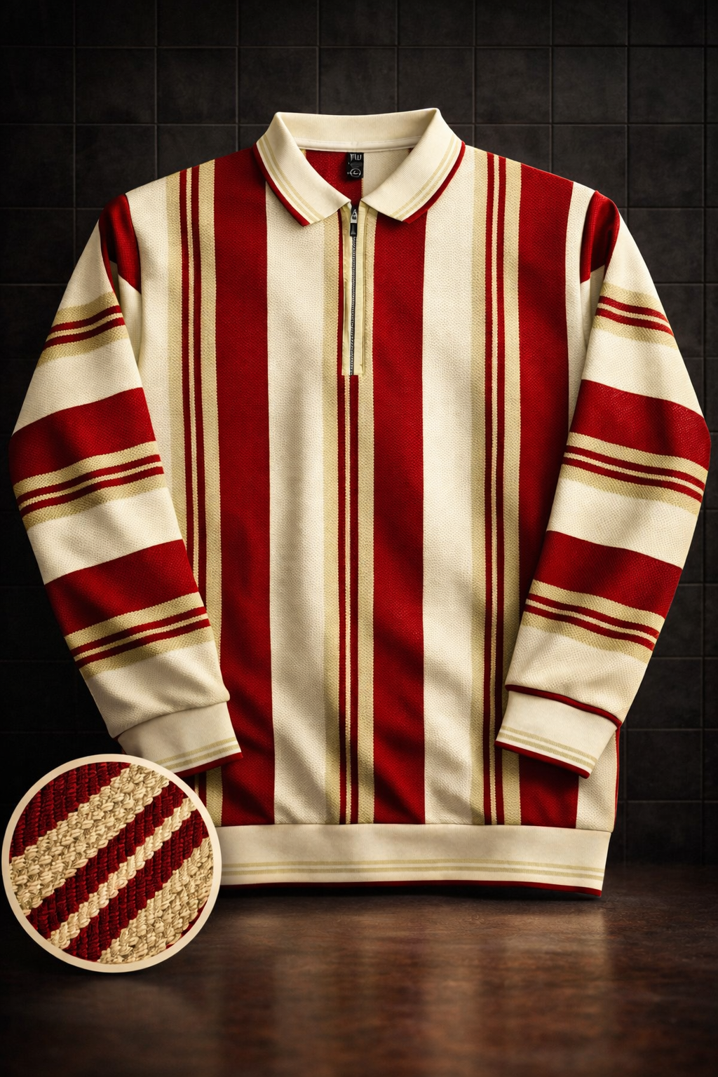 Premium Old Money Striped Short-Zip Shirt – Premium Imported Fabric | Classic Luxury Look