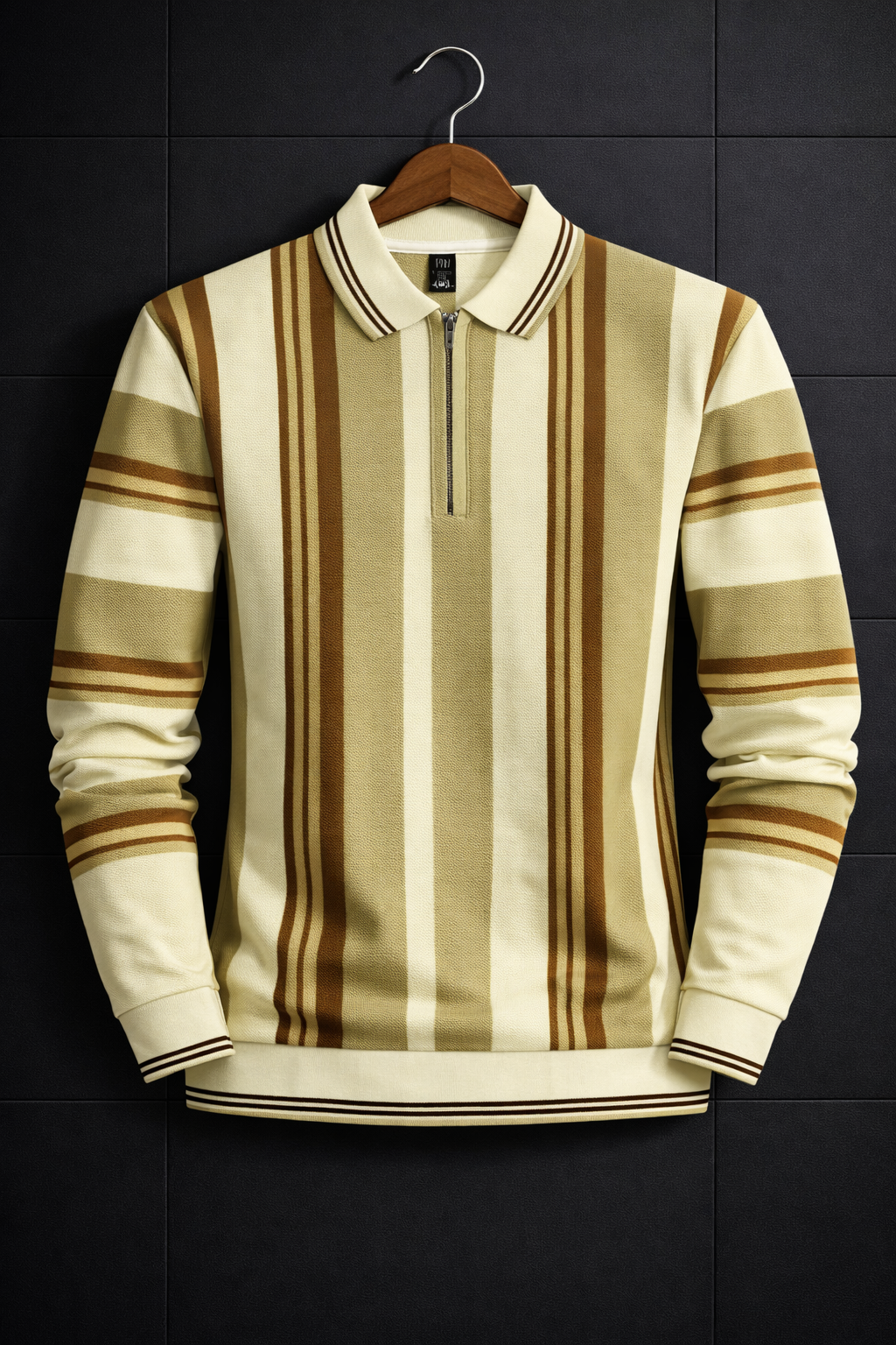 Premium Old Money Striped Short-Zip Shirt – Premium Imported Fabric | Classic Luxury Look