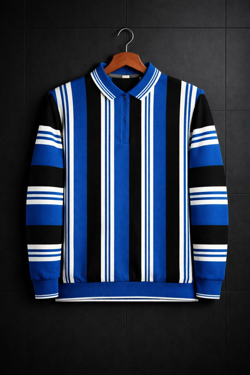 Premium Old Money Striped Short-Zip Shirt – Premium Imported Fabric | Classic Luxury Look