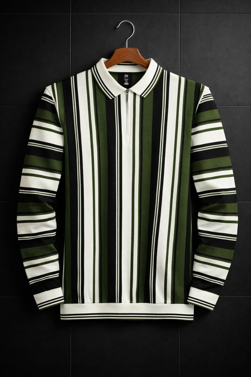 Old Money Striped Quarter Zip Shirt – Premium China Fabric | Premium Luxury Wear