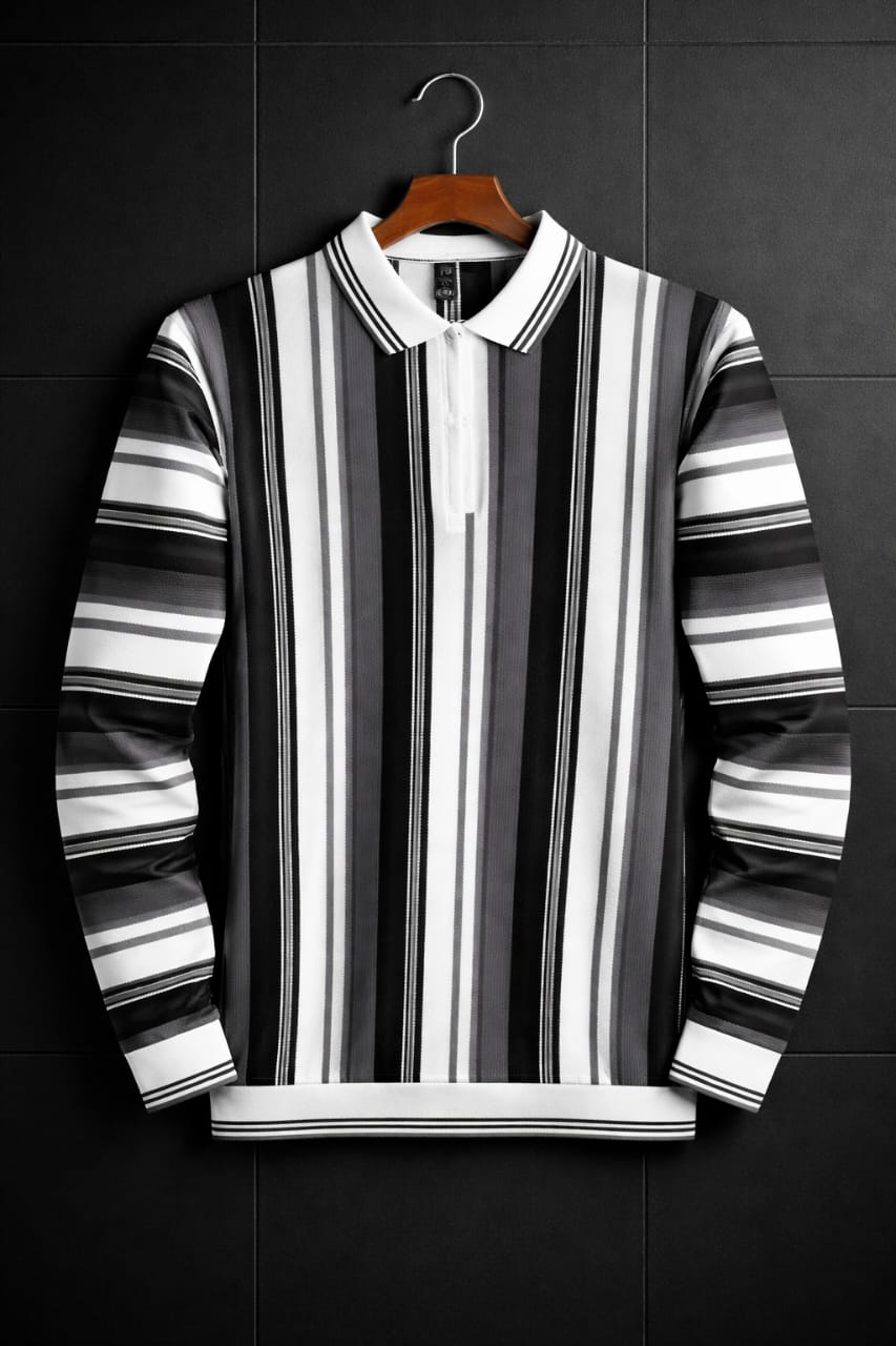 Old Money Striped Quarter Zip Shirt – Premium China Fabric | Premium Luxury Wear