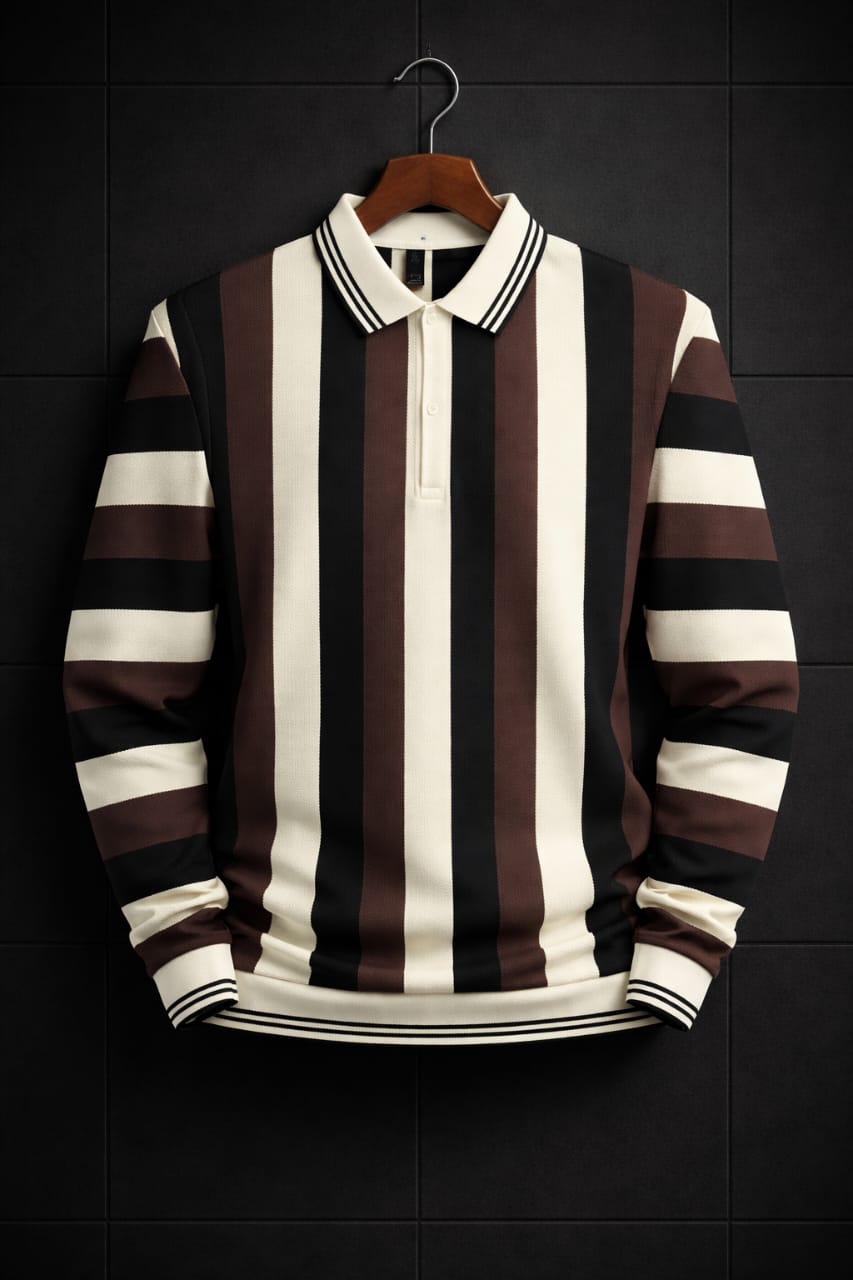 Old Money Striped Quarter Zip Shirt – Premium China Fabric /FREE Delivery