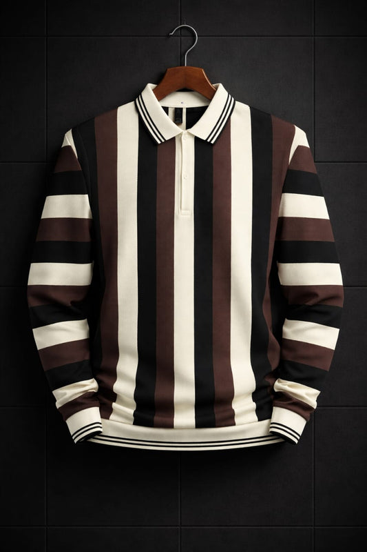 Old Money Striped Quarter Zip Shirt – Premium China Fabric