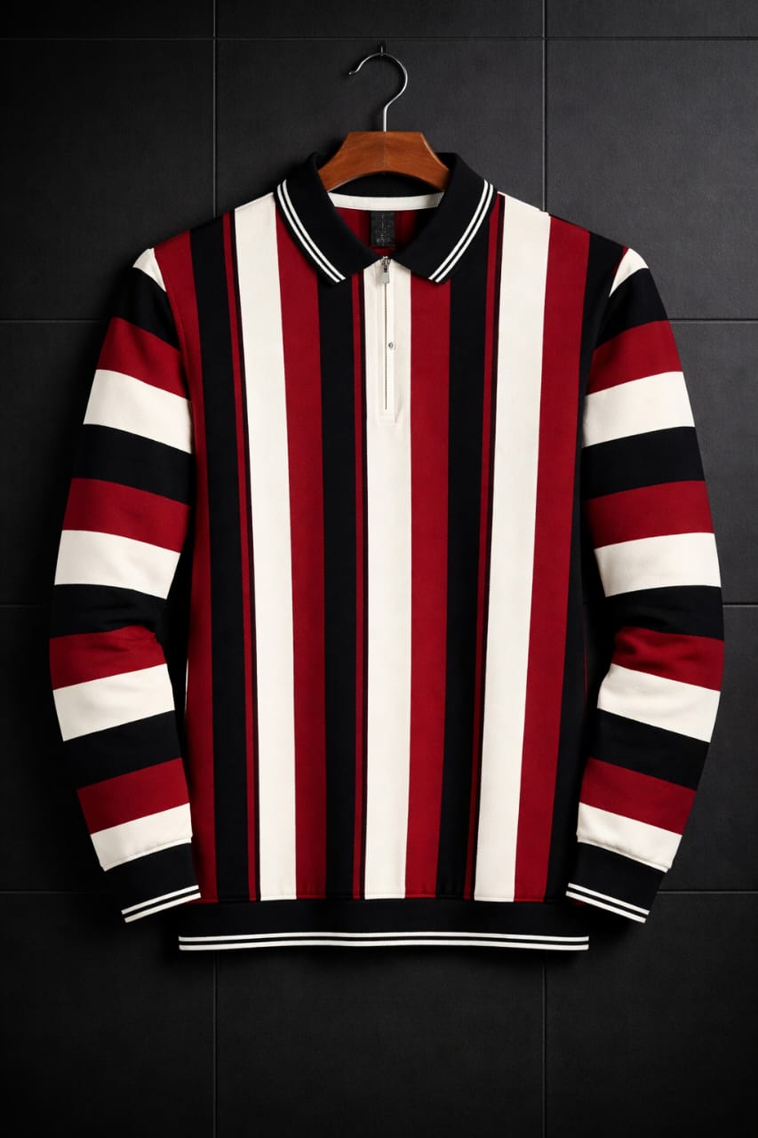 Old Money Striped Quarter Zip Shirt – Premium China Fabric /FREE Delivery