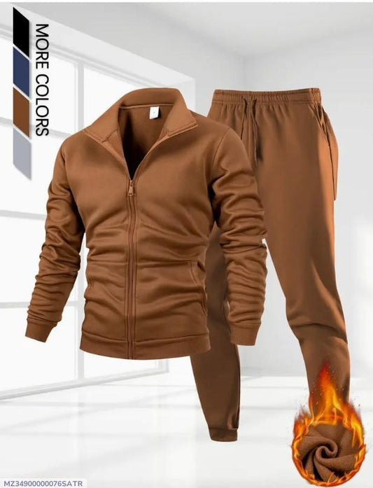 Men Fleece Zipper Tracksuit - Winter Luxury Wear