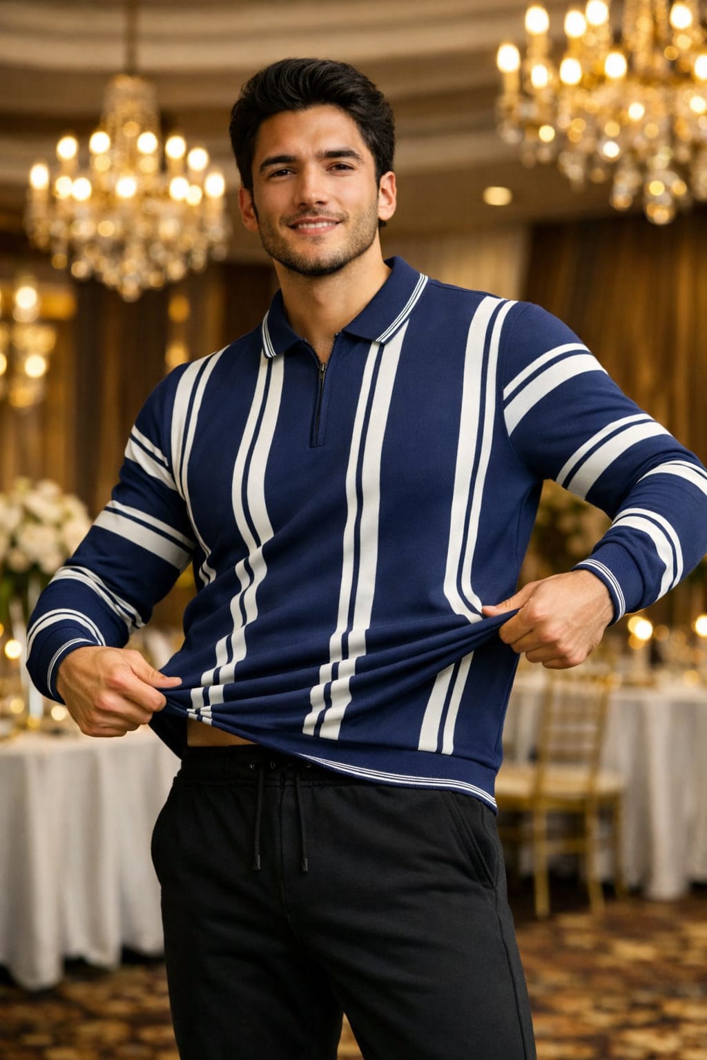 Men’s Premium Striped Half-Zip | Soft Cotri Fabric